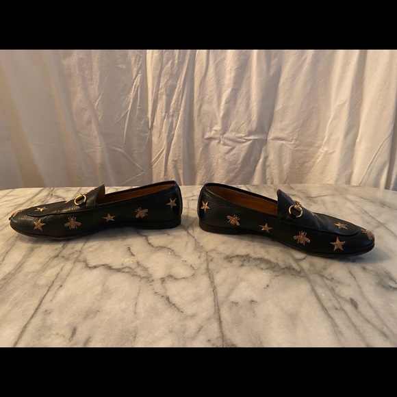Gucci Black Leather Embroidered Horsebit Loafers - Picture 2 of 8